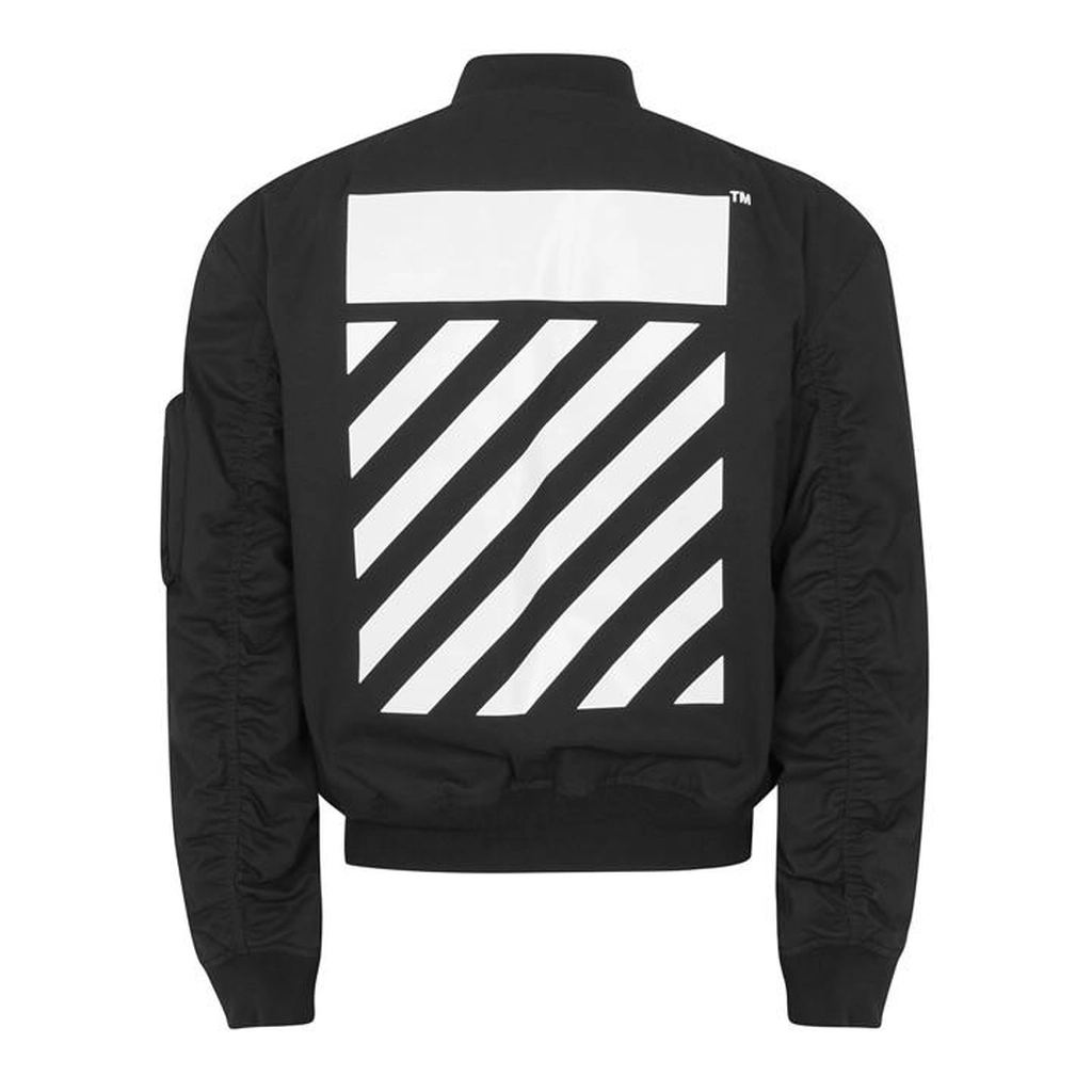 Off White Diagonal Tab Bomber Jacket - Black